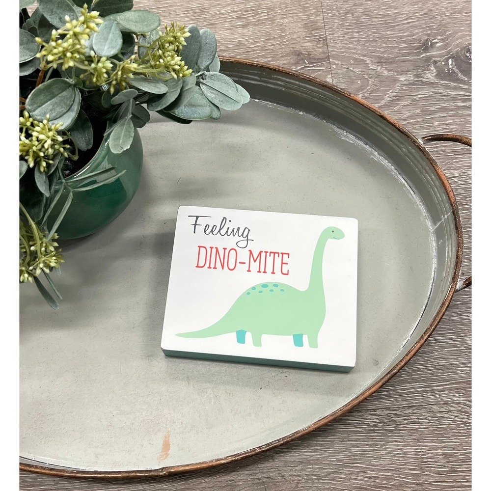 Feeling Dino-mite Bedroom Decor Block Dinosaur Plaque Decor 5"x 4"x 1"